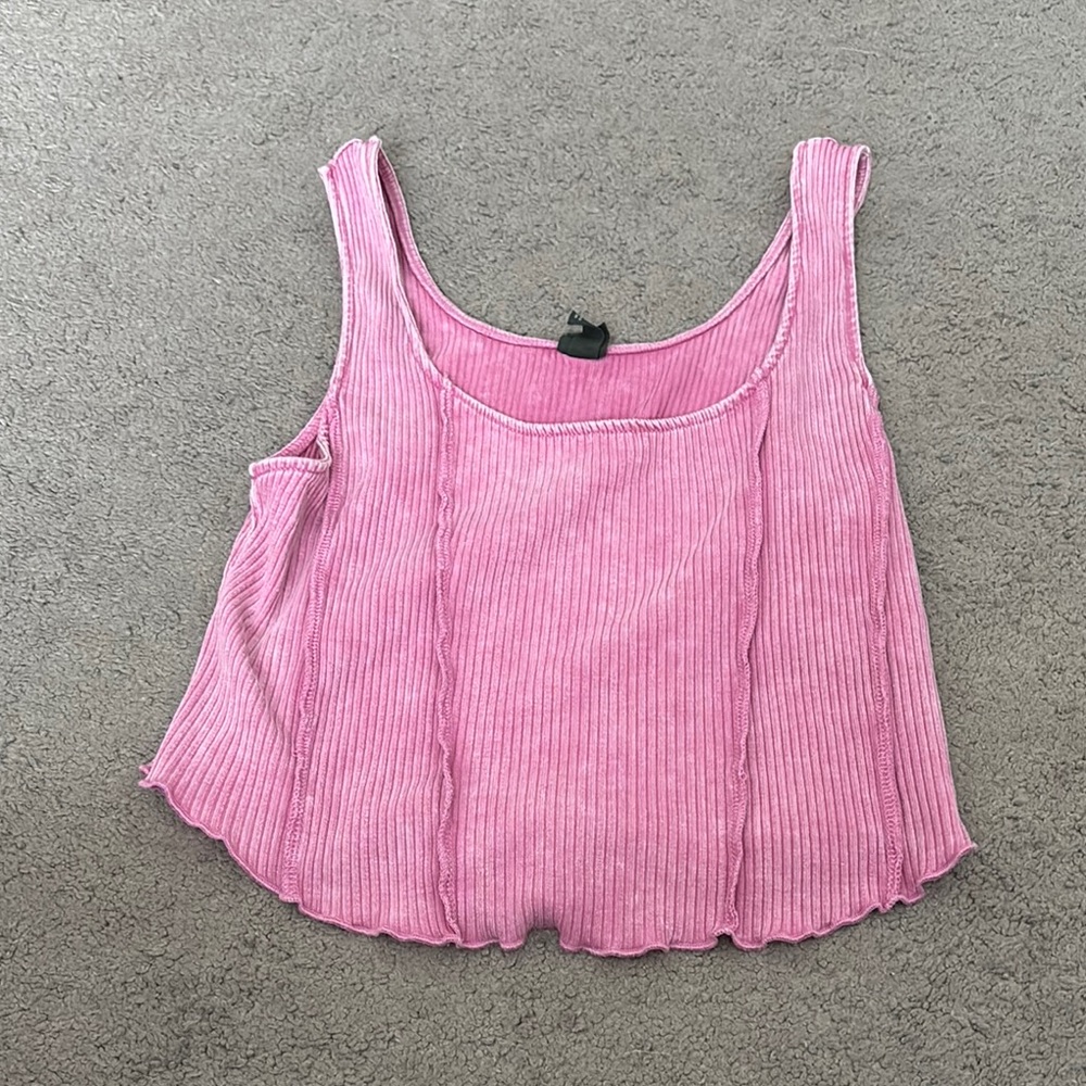 Pink Ribbed Women's Tank Top